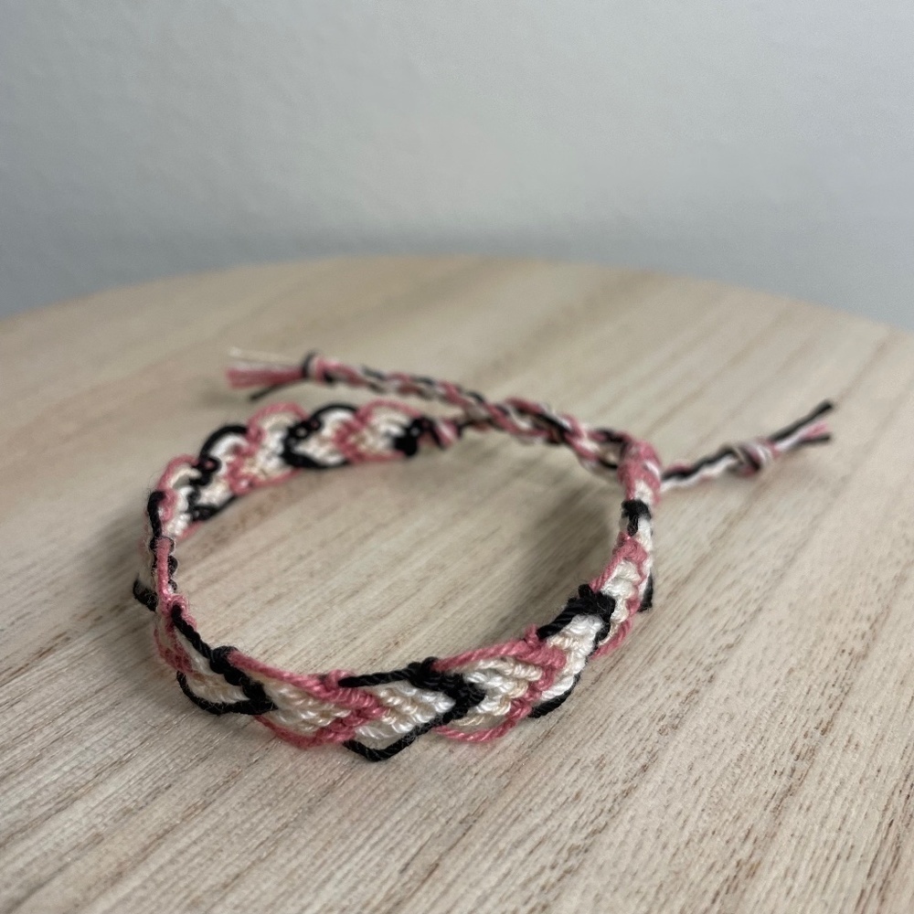 Pink Hearts Woven Bracelet